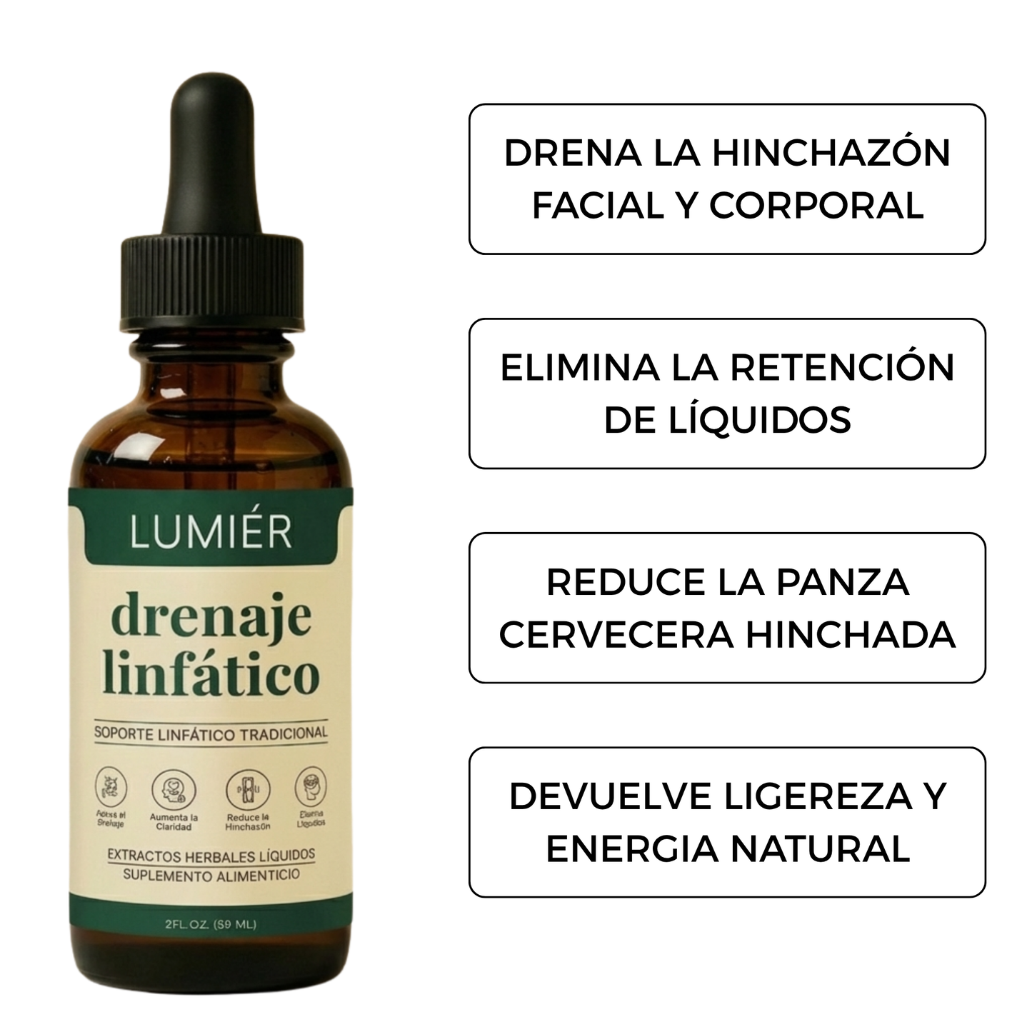 Gotas drenaje linfático LUMIÉR™ | Volvé a mirarte y reconocerte hombres